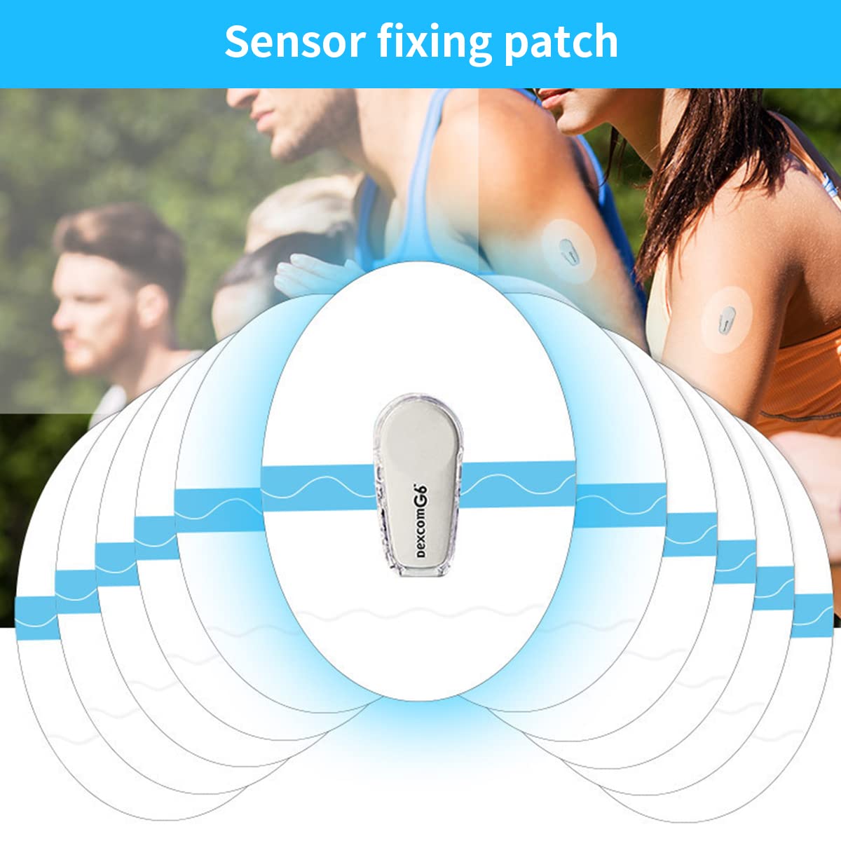 ELEPHANTBOAT Glucose Sensor Sticker for Dexcom G6 with 30 pcs waterproof TPU adhesive pads | hypoallergenic and latex free