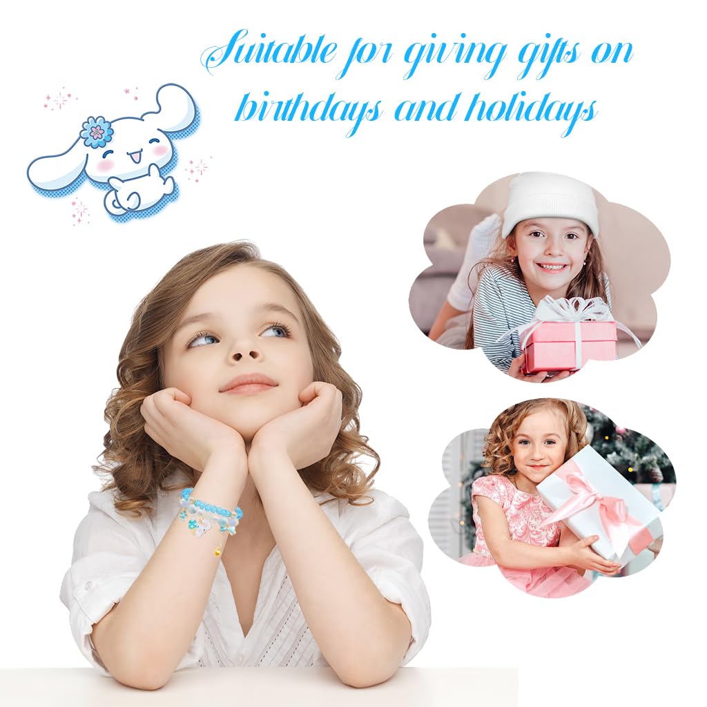 SANNIDHI Crystal Bracelet for Girls featuring Double Layer Beads and Cinnamoroll Charm | Cute Gift Jewelry