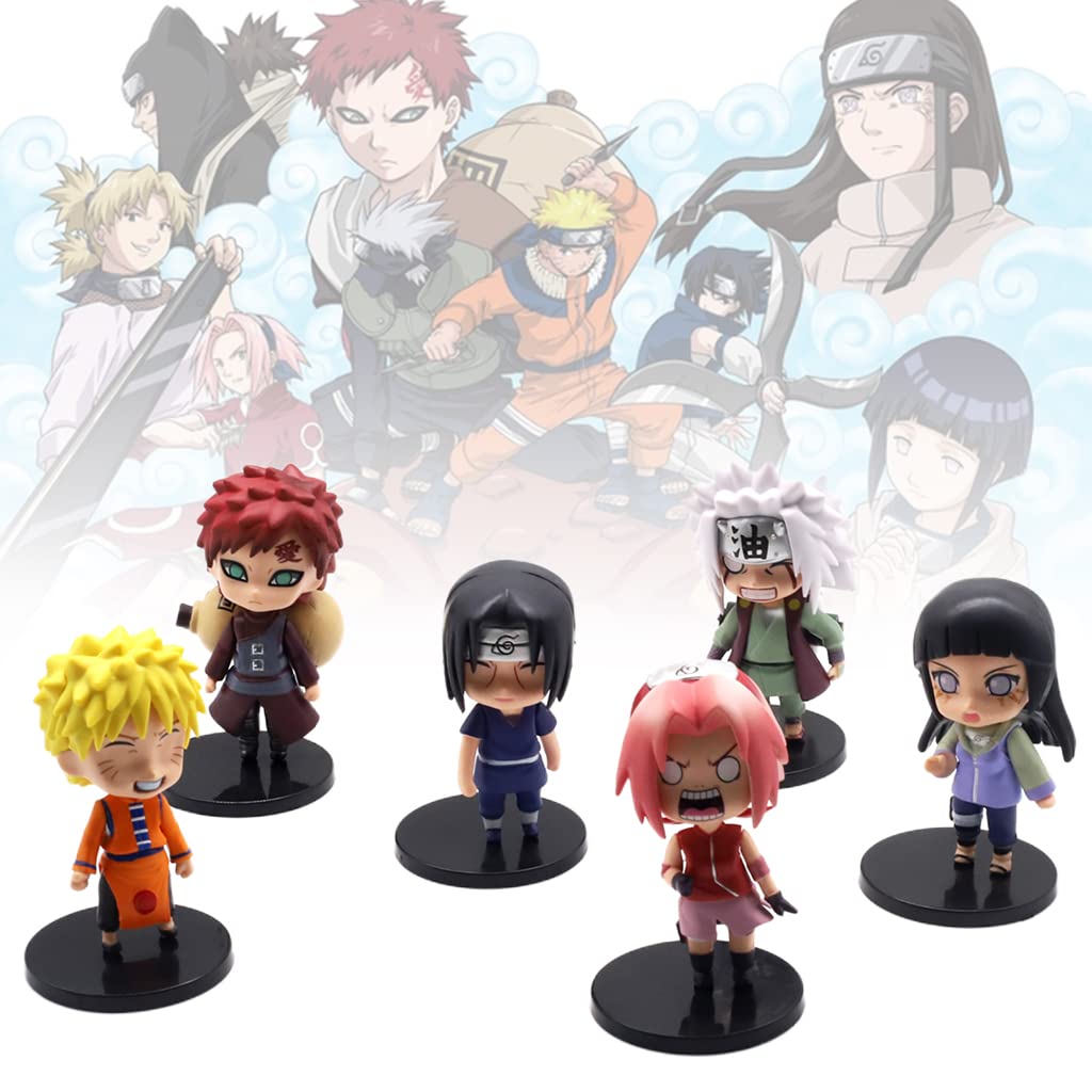 PATPAT Naruto Action Figures for Cake Decoration and Birthday Gifts | 6 PVC Figurines 10 cm
