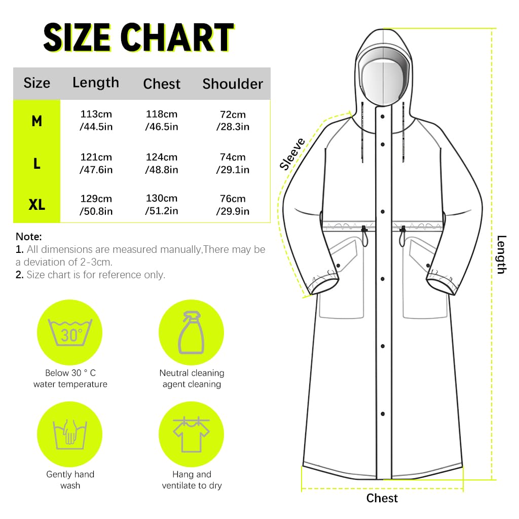 PALAY Women Raincoat for Outdoor Riding with Wide Brim Hood and Detachable Clear Face Cover
