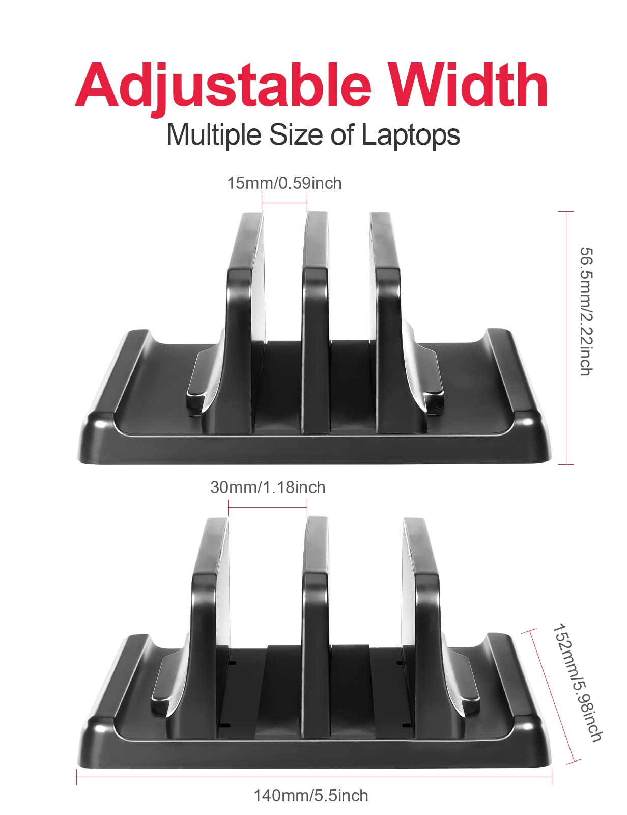 ZORBES Laptop Stand for 17.3in Devices with Adjustable 1.4–4cm Dual Slot Design | Desktop Organizer