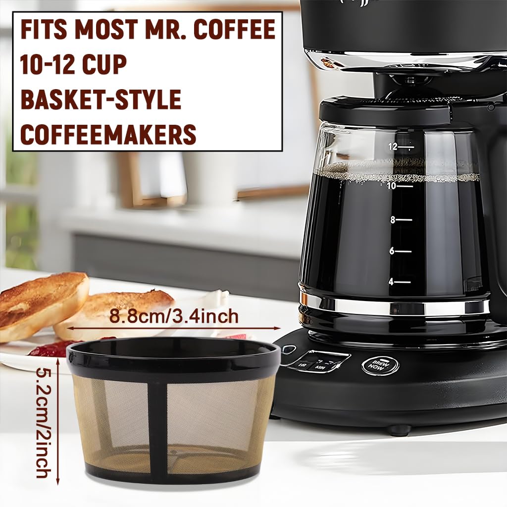 Supvox Coffee Filter Basket for 4-5 Cup Makers with 3.5 in Diameter Mesh and Handle | Reusable Stainless Steel