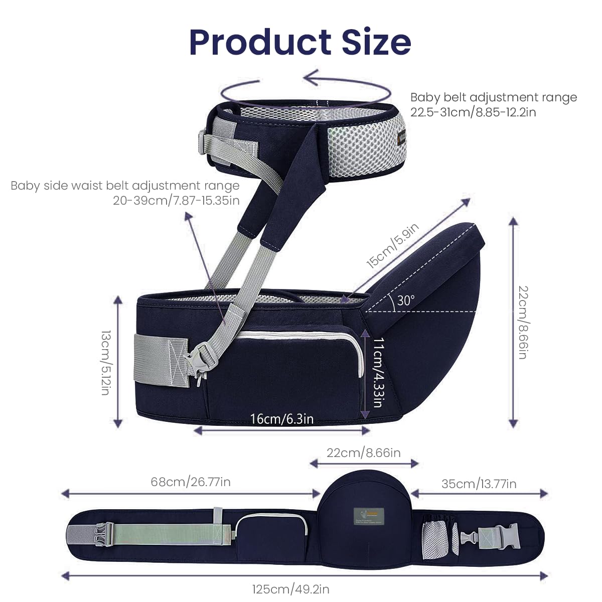 SNOWIE SOFT Baby Carrier for 3–36 Months | with Seat Belt, Hip Seat Support and Storage Bag