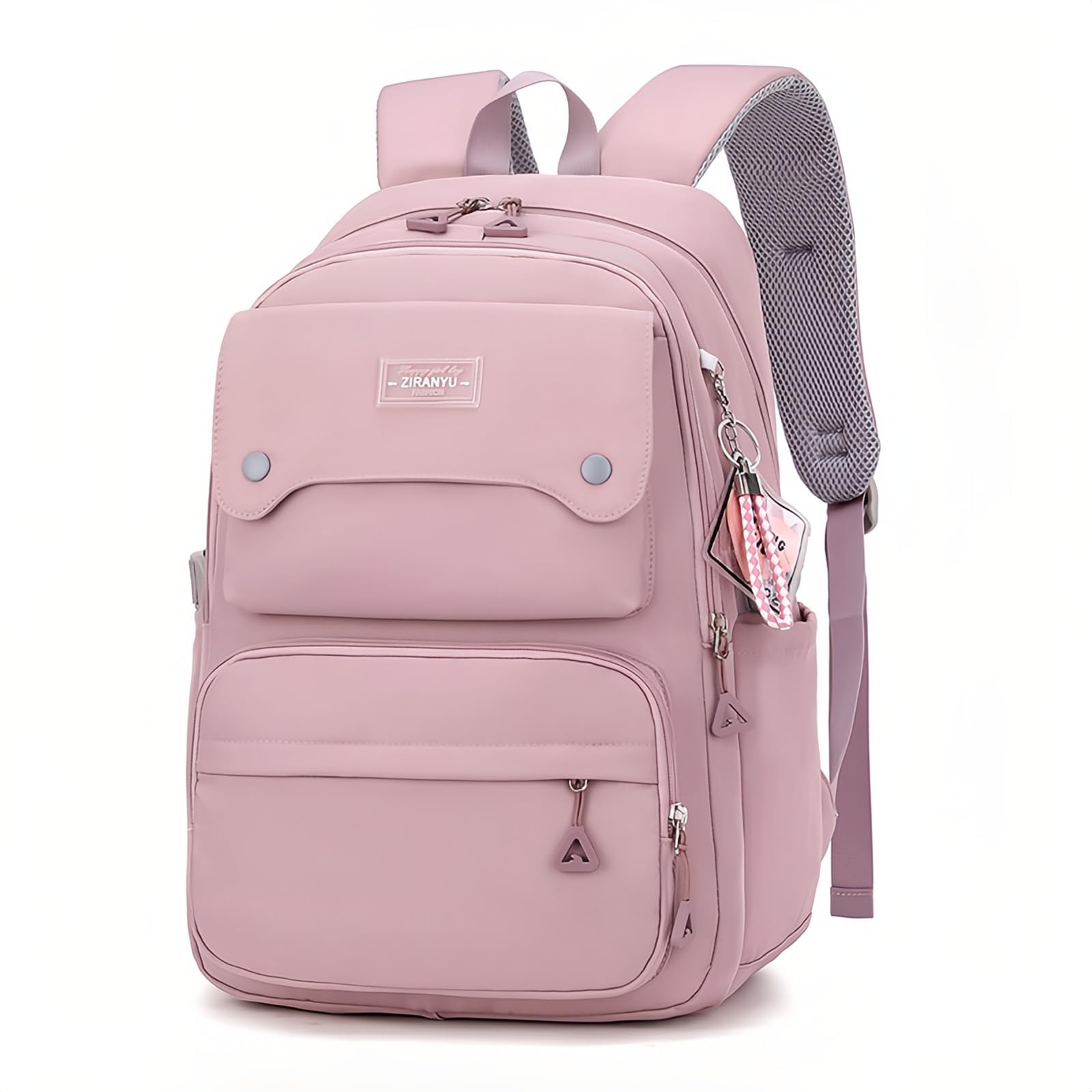 PALAY® Fashion Backpack Student Shoulder Backpack Fashion Pink Travel Backpack Laptop Backpack Multi-pouches 26L Large Capacity School Backpack