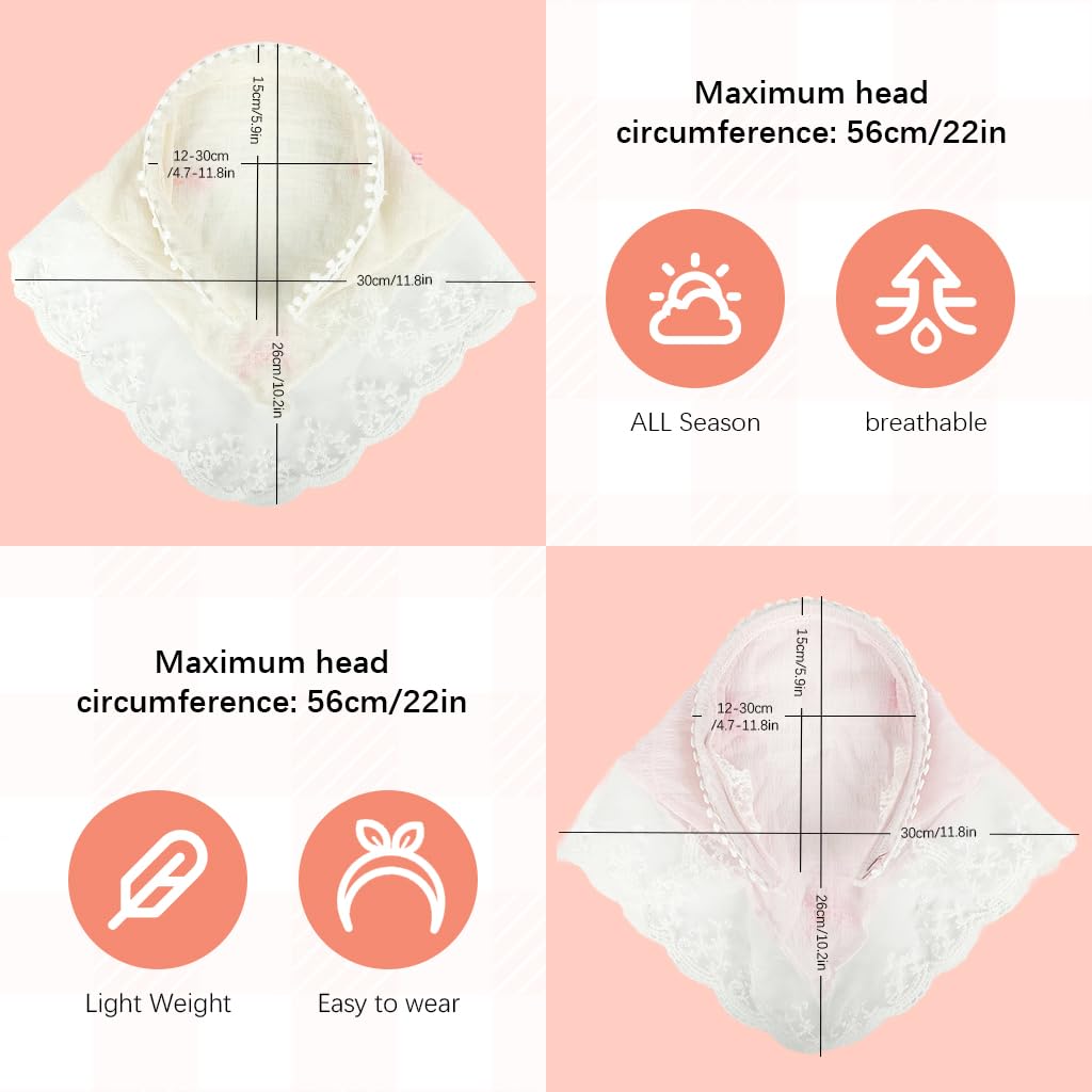 MAYCREATE Hair Bands for Women featuring Lace and Plaid Bow Design | 2Pcs Boho Head Scarf Set
