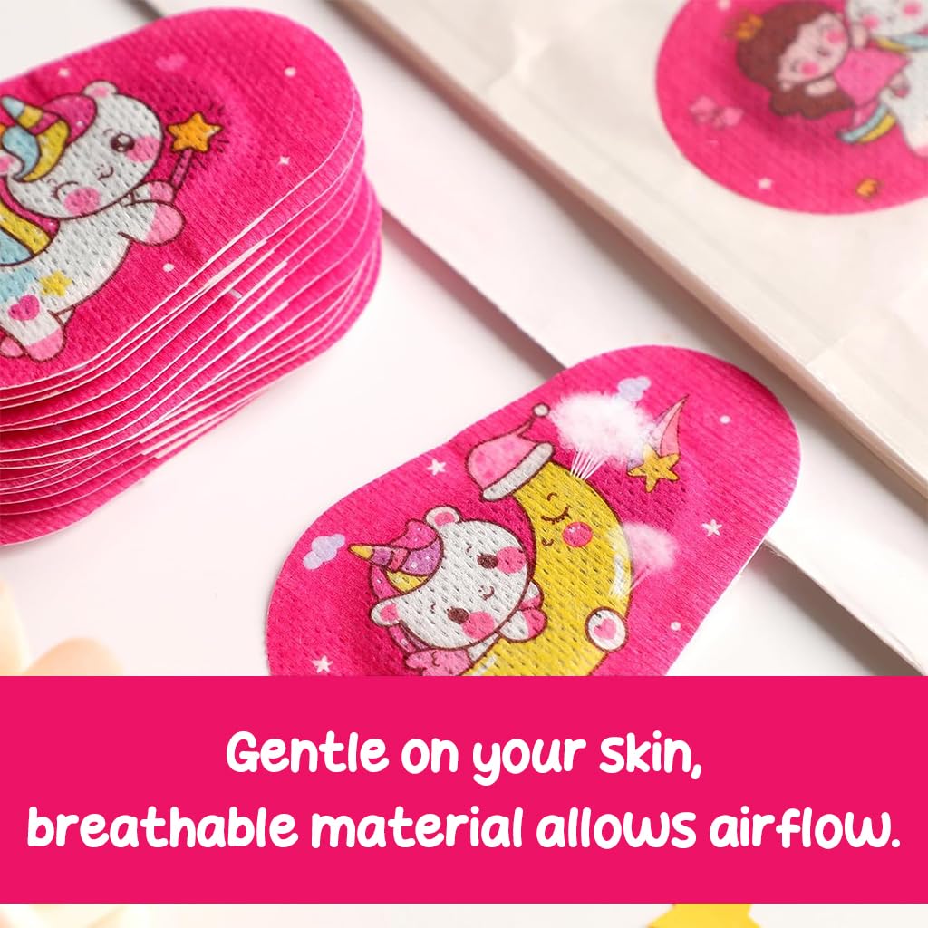 SNOWIE SOFT Eye Patches for Kids 40pcs 3x2 in with Self Adhesive Design and Unicorn Print