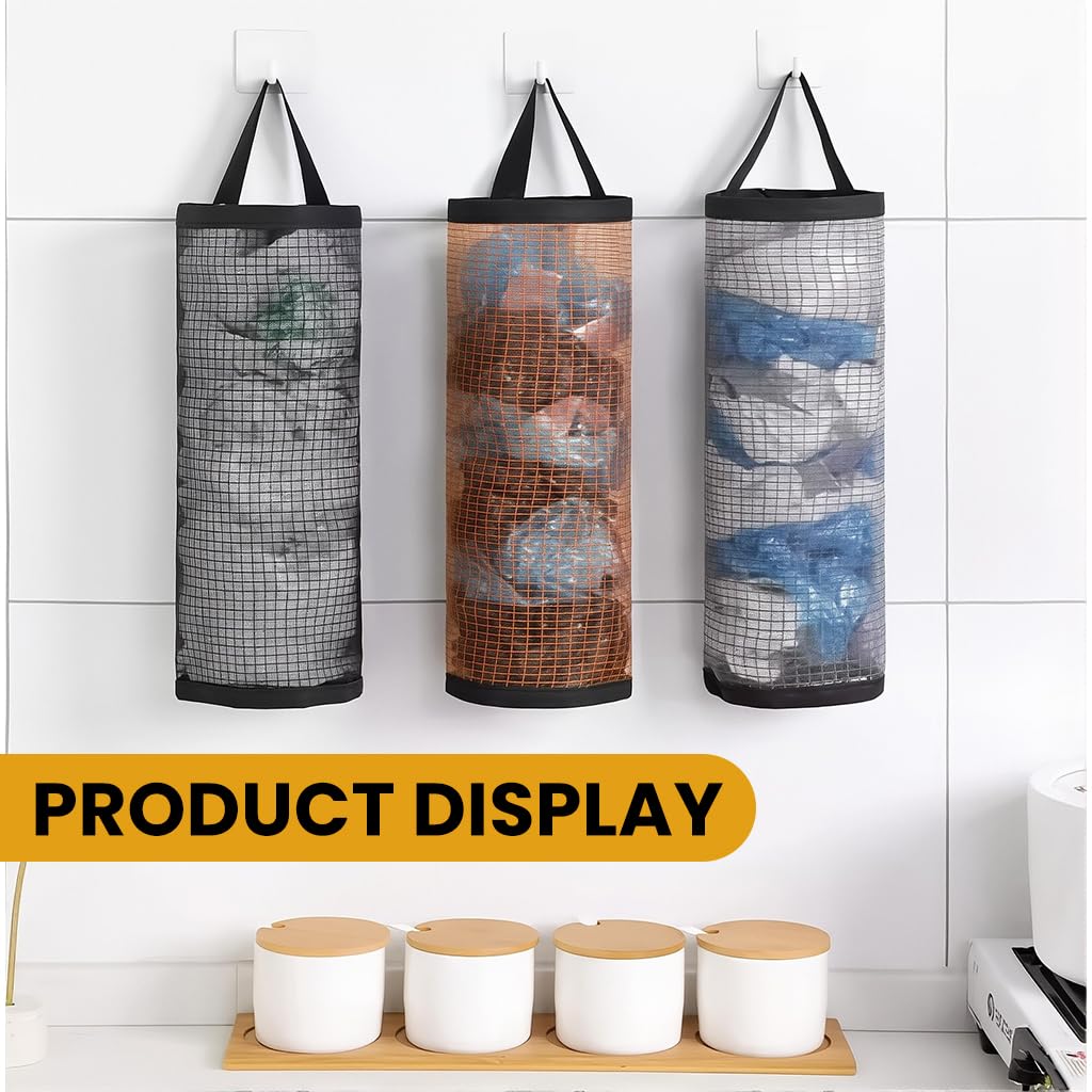 ZIBUYU Plastic Bag Dispenser for Kitchen Storage with Hanging Loop and Breathable Mesh | 2 Pack