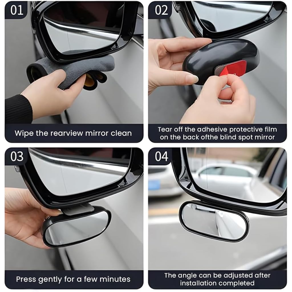 STHIRA® 2PCS Blind Spot Mirror For Car Curved HD Outside Strong Backing Glue 360° Fine Adjusting For Van SUV Trucks