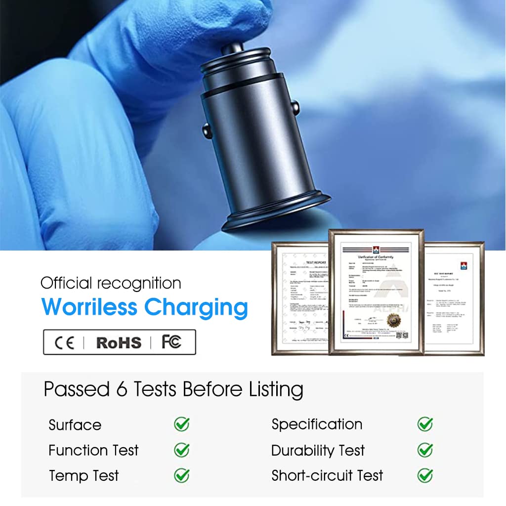 HASTHIP USB Car Charger Dual QC3.0 36W with Smart IC Protection and Metal Casing | Fast Charge for iPhone and Android