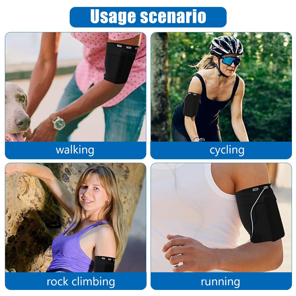 Proberos Running Armband for Workouts with Zipper Pouch and Earphone Hole | Black Stretchy Holder