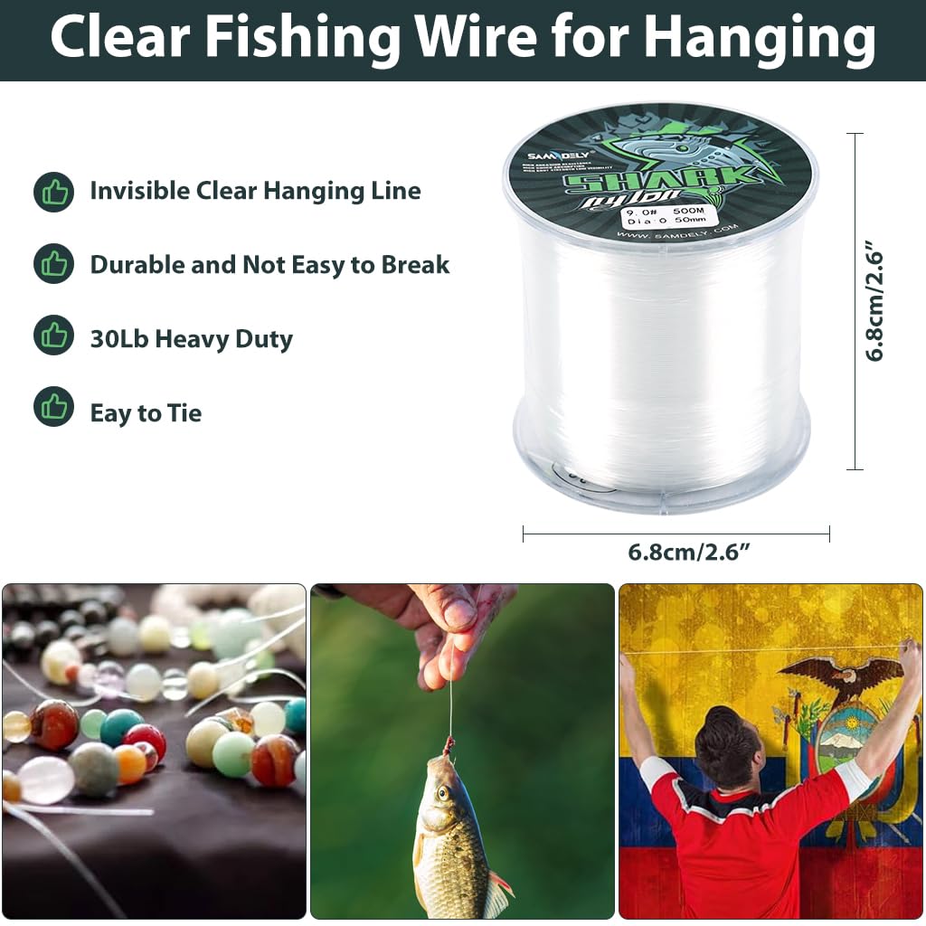 Proberos Nylon Fishing Line for Angling and Crafts with 30LB Strength 0.5mm Clear | 500-Yard Spool