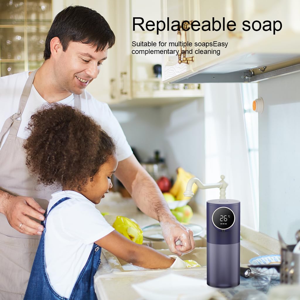 HANNEA Soap Dispenser for Bathroom with 0.25s Touchless Sensor and 320ml Capacity | 1500mAh Rechargeable IPX4 Waterproof Blue Model