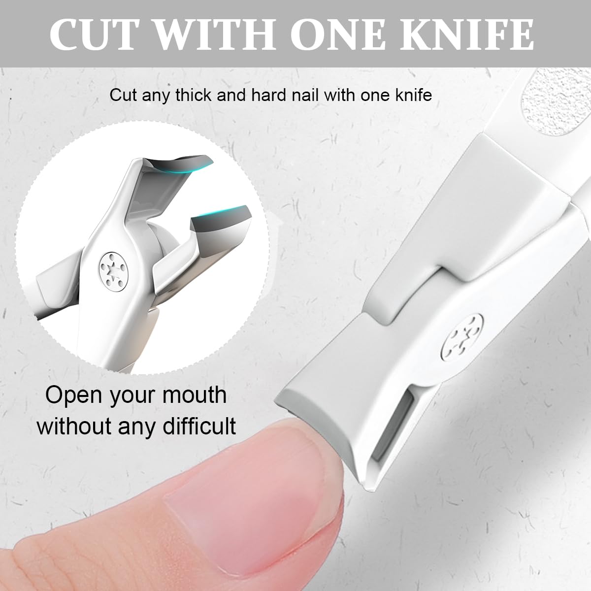 MAYCREATE Thick Nail Clipper for Tough Nails with 9×5.2 cm Long Handle & Anti‑Splash Design