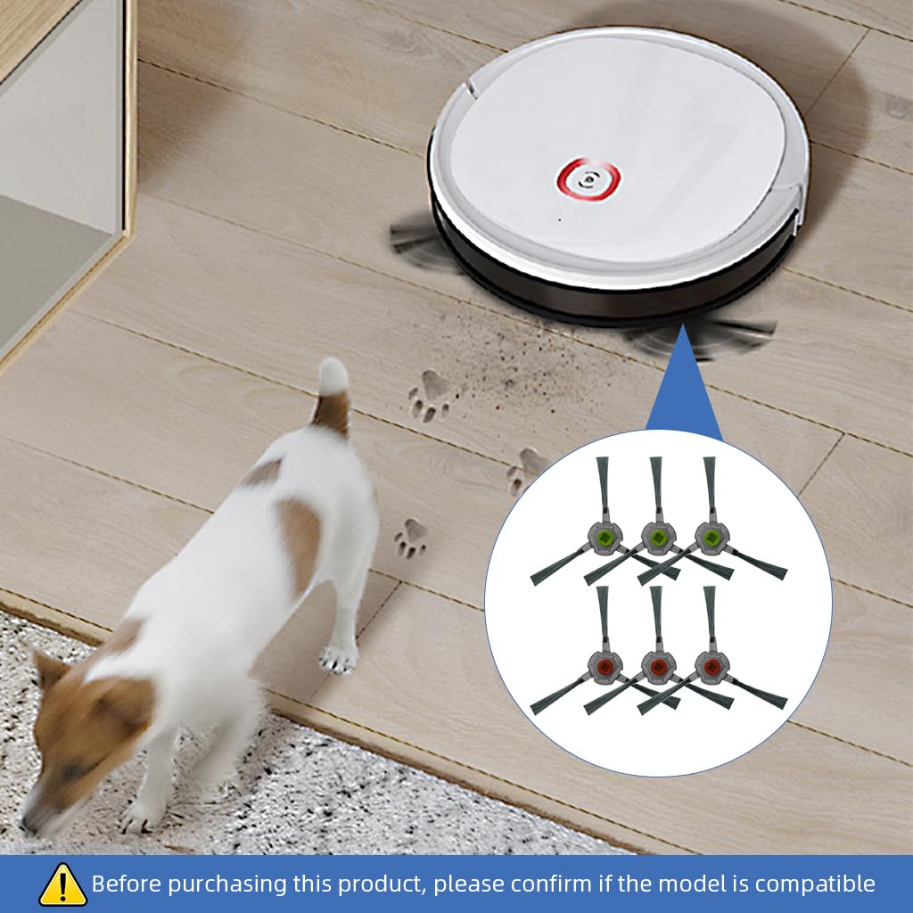 HASTHIP Side Brushes for Ecovacs Robot Vacuum U2 Pro 6pcs with Robust Nylon Bristles | Easy Snap Installation