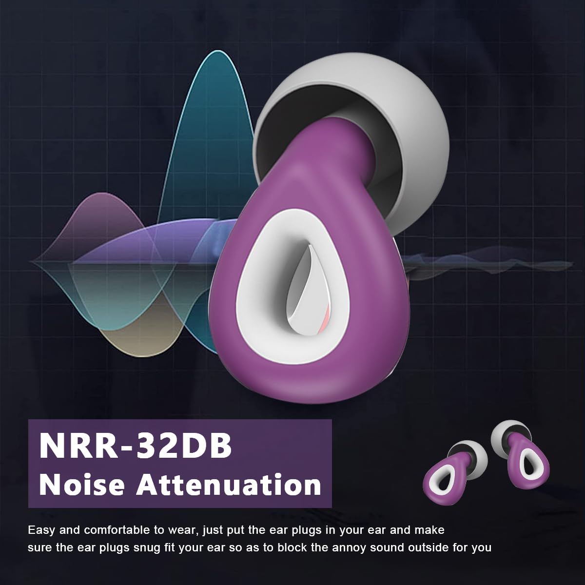 HANNEA Ear Plugs for Sleeping with 32 dB Noise Reduction Filter and Soft Silicone Tips | 3 Sizes