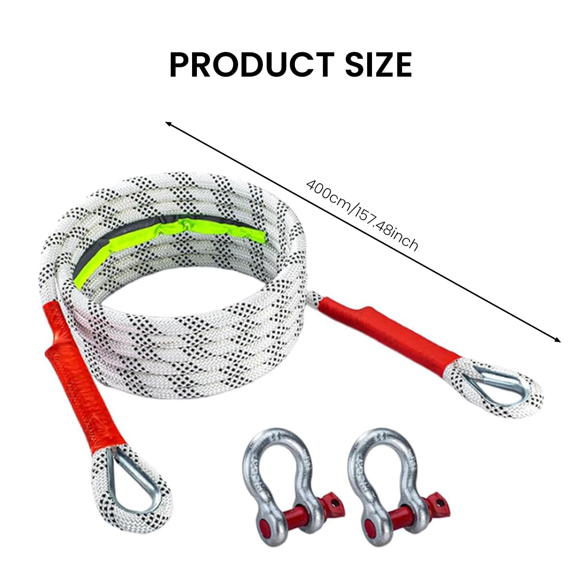 STHIRA Car Towing Rope for Sedans SUVs and Trucks with 11,000 lb Capacity & Reflective Strips | 13 ft Polyester Tow Belt with Reinforced End Loops