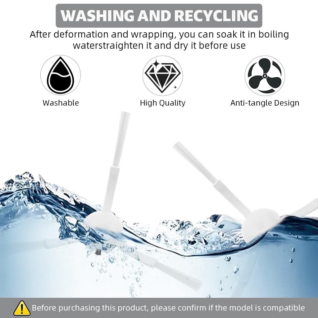 HASTHIP Side Brushes Replacement Kit for Mi Robot Vacuum X10 with 4Pcs Precision Bristles | Easy Snap‑On Installation