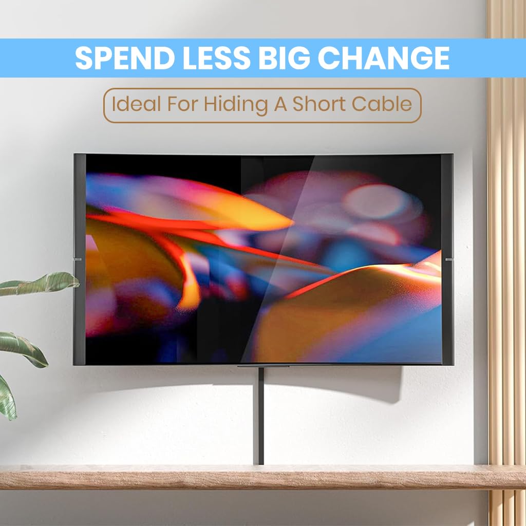 Serplex Cord Cover Kit for Wall TV Management featuring Sliding Cable Holder and 94in PVC Raceway