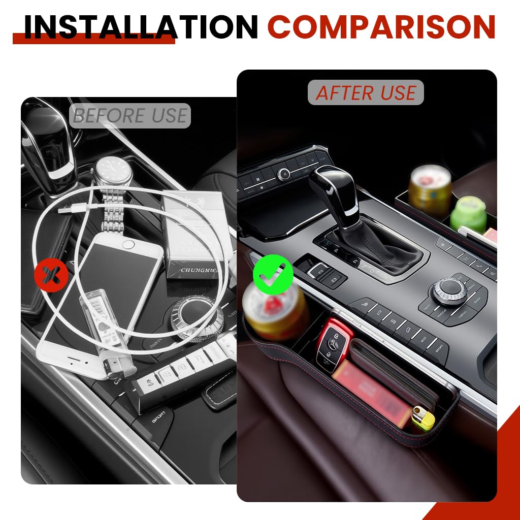 Zibuyu Car Seat Gap Filler Organizer with Cup Holder for Front Console Storage | Space-Saving Design to Keep Essentials Within Reach
