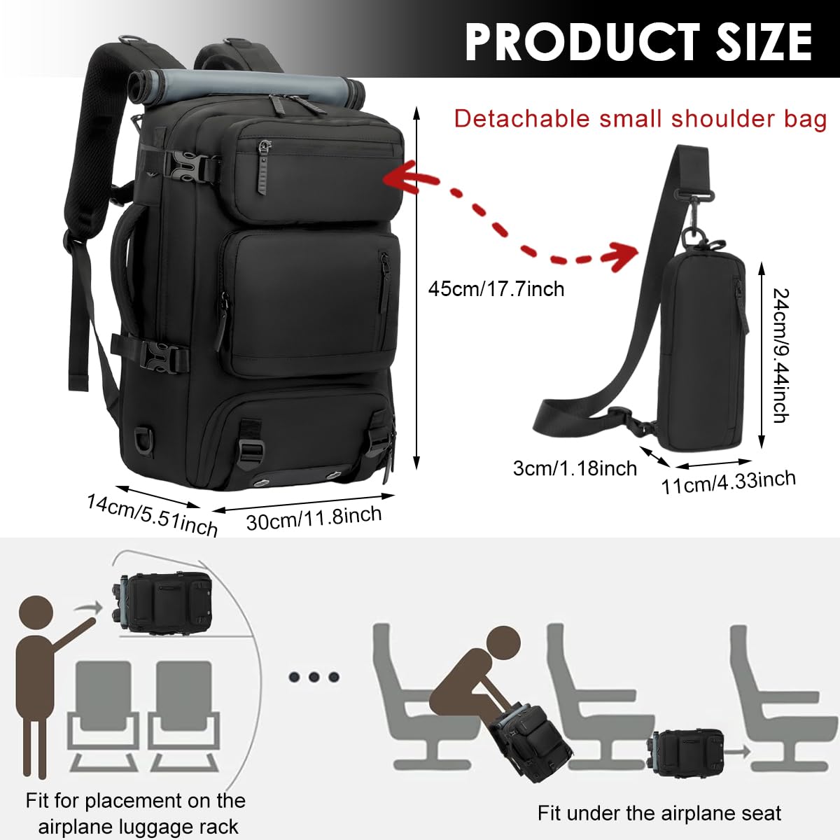 PALAY Backpack Bag for Travel with 23L Capacity and 3 in 1 Modular Design | Waterproof Nylon