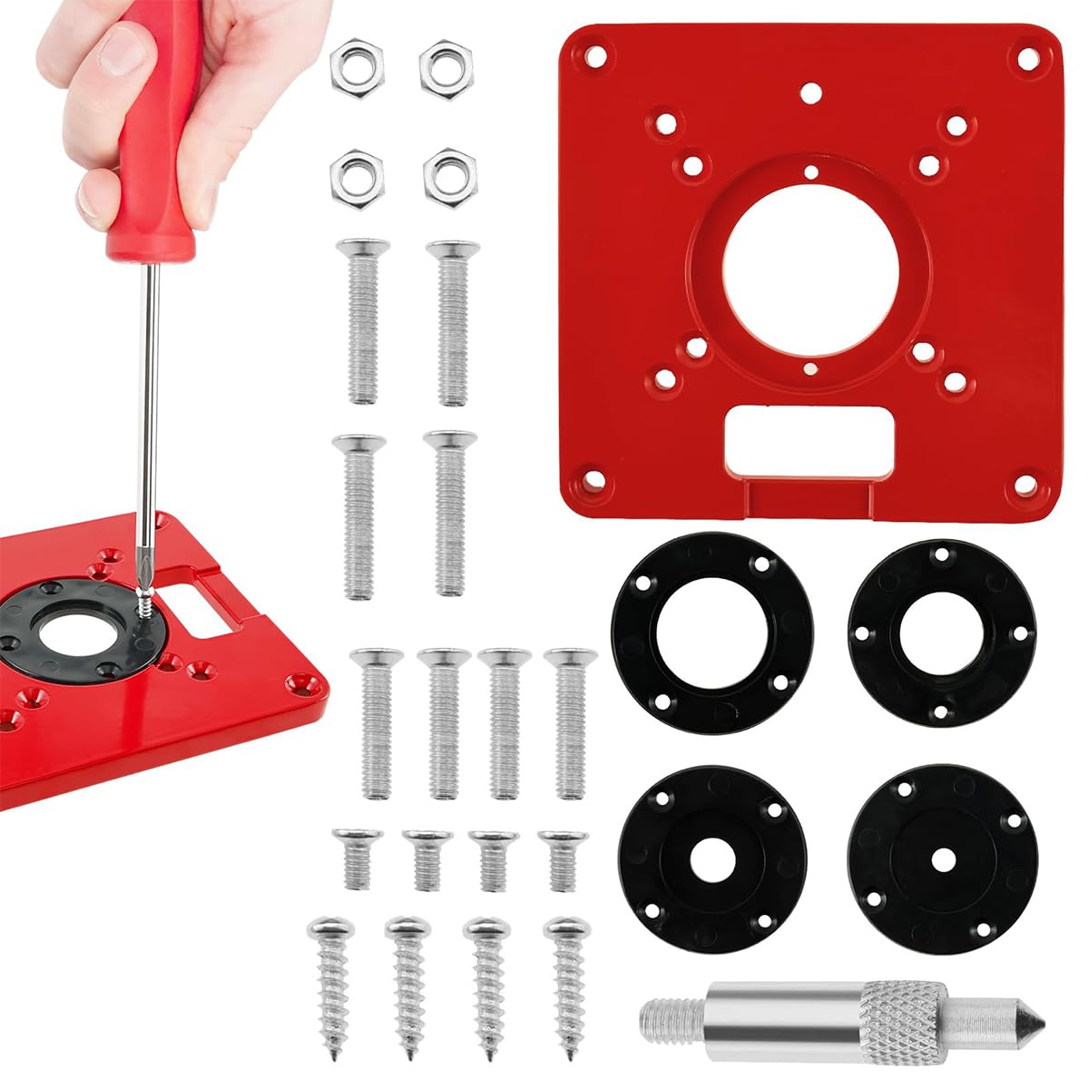 Serplex Router Table Insert Plate 120x120mm for Woodworking featuring Centering Hole Socket | Aluminum Alloy Setup for M372 3709 3703MT370 Models