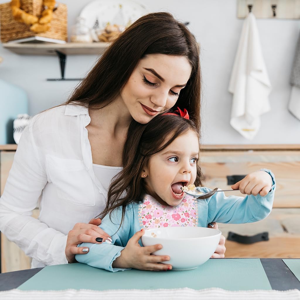 SNOWIE SOFT Feeding Bib Set for Baby Girls with 2Pcs Bow Hairbands featuring Tie Back Cotton Comfort | Ideal for 6 to 12 Months