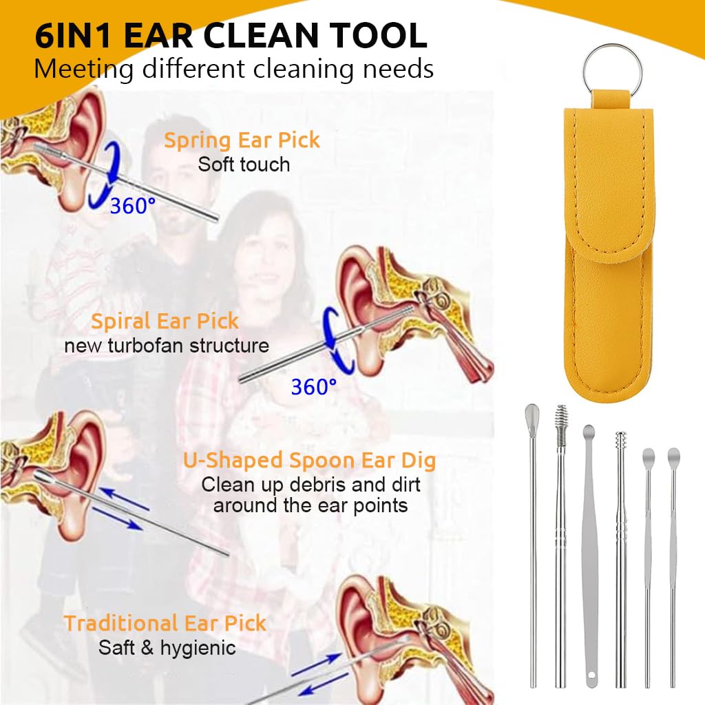 HANNEA Ear Candles Kit for Ear Cleaning with 10 Candles and 6 Stainless Steel Tools | Includes Storage Box