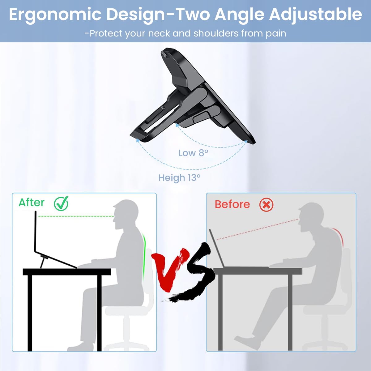 Zeitel® 2 Pack Computer Keyboard Stand for Desk with 2 Adjustable Angles, Flip Keyboard Riser Feet for Most Keyboards, Laptop Stand for MacBook, Dell, HP & Other 10-17 Inches Laptop