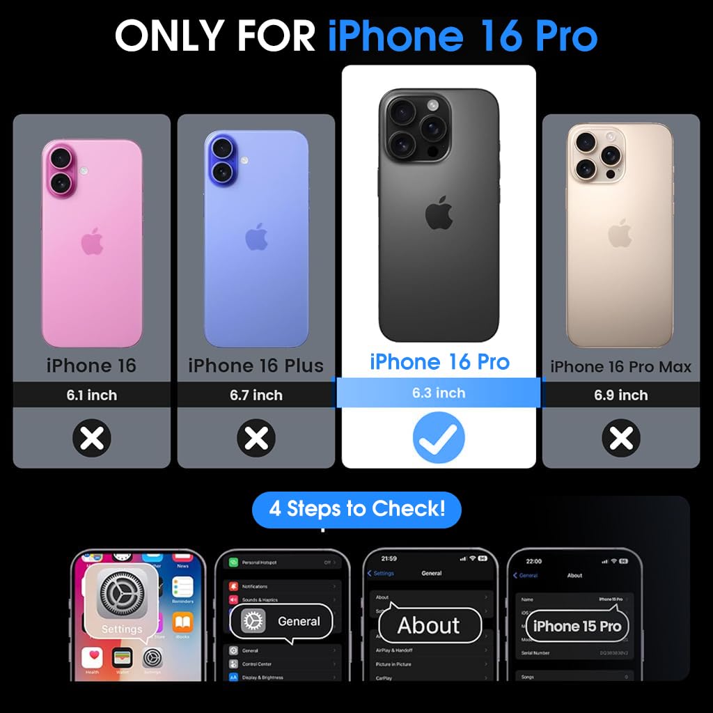 ZORBES Phone Cover Case for iPhone 16 Pro with Magnetic Stand and Sliding Camera Lens Cover