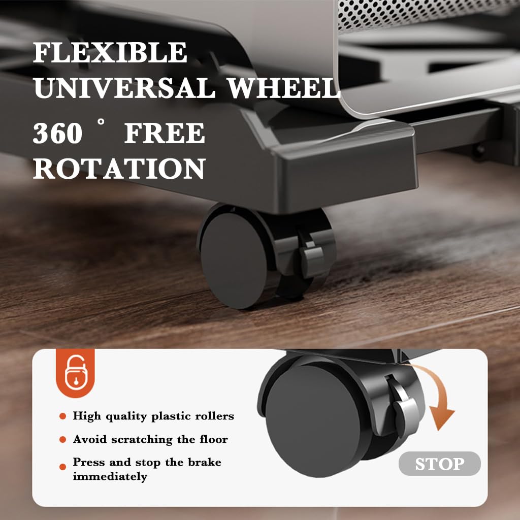 ZORBES Mobile Desk Stand for Computer Tower with 4 Caster Wheels and 20–30cm Width Adjustment | PC Material Riser for Home Office