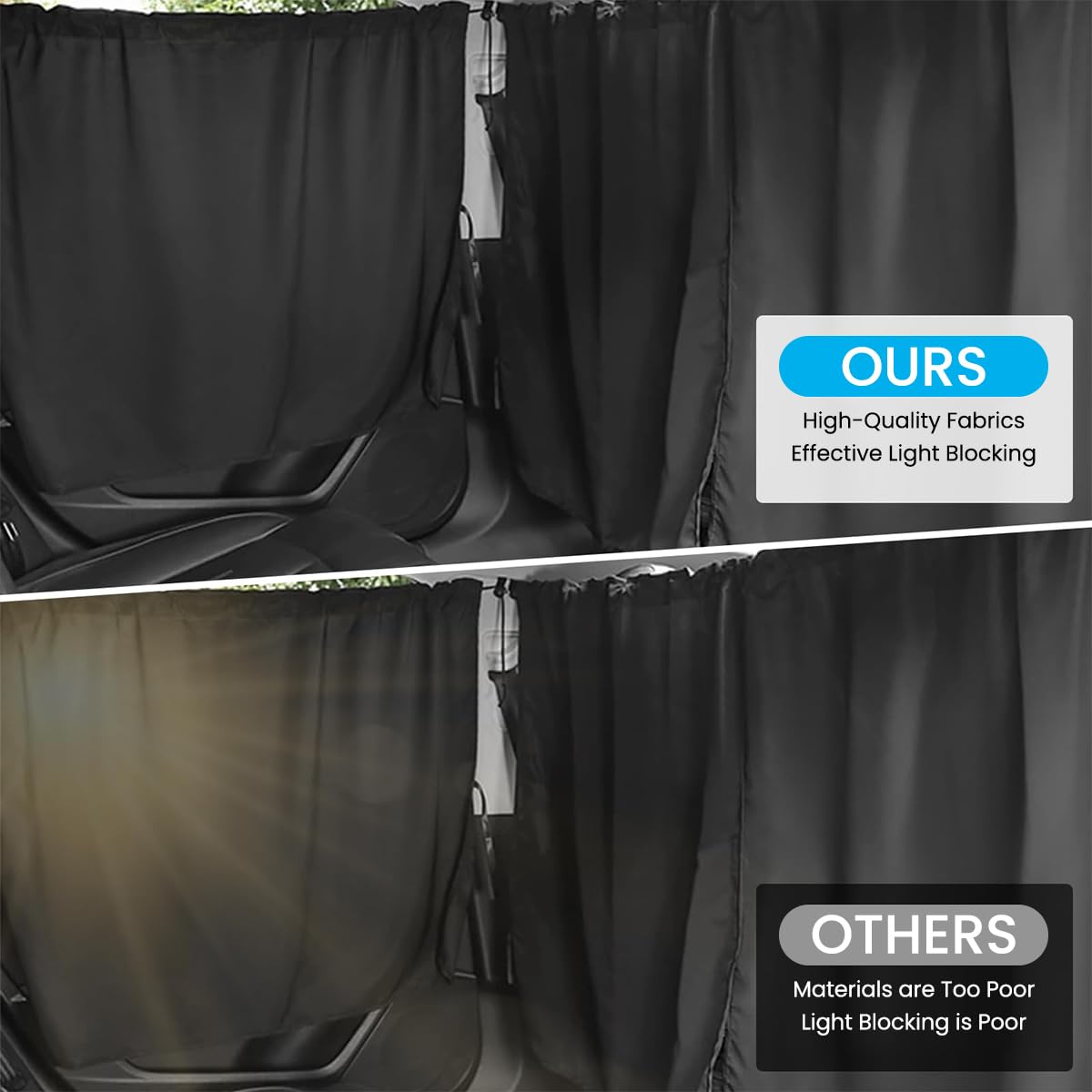 STHIRA Car Blackout Curtain Divider 6PCS for Privacy with Tension Cords | SUV and Van