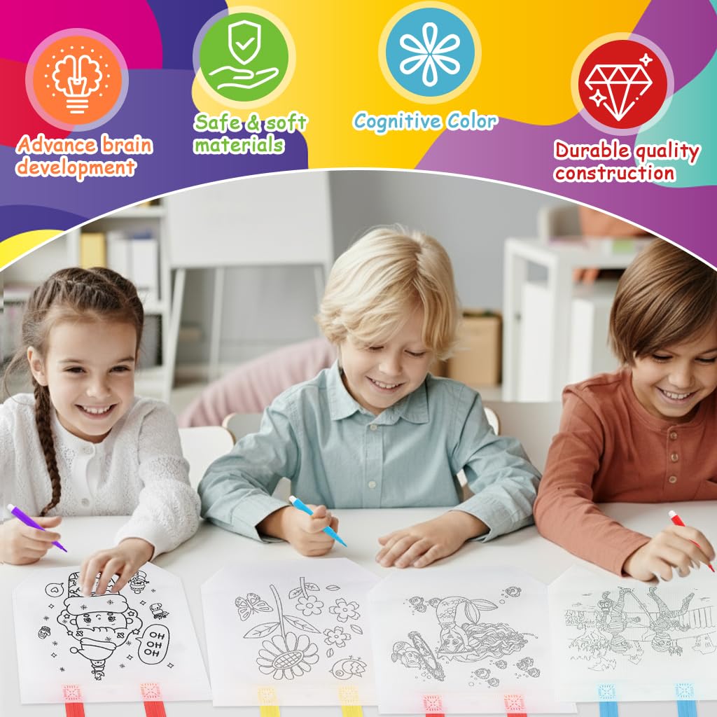 PATPAT Coloring Goodie Bags for Kids Birthday Party with 31Pcs DIY Drawing Kit | Non Woven Reusable Tote 22.5x23.8cm