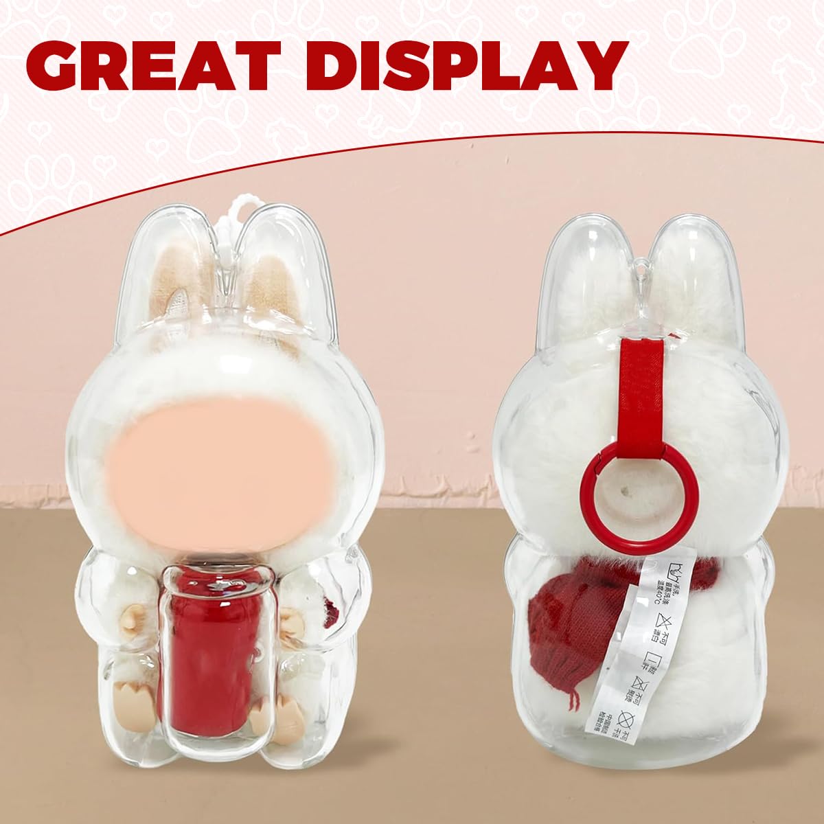 FANCYKU Protective Cover for 15cm Plush Figure Doll with Silicone Loop Strap | Transparent PC Dust-Proof Display Case