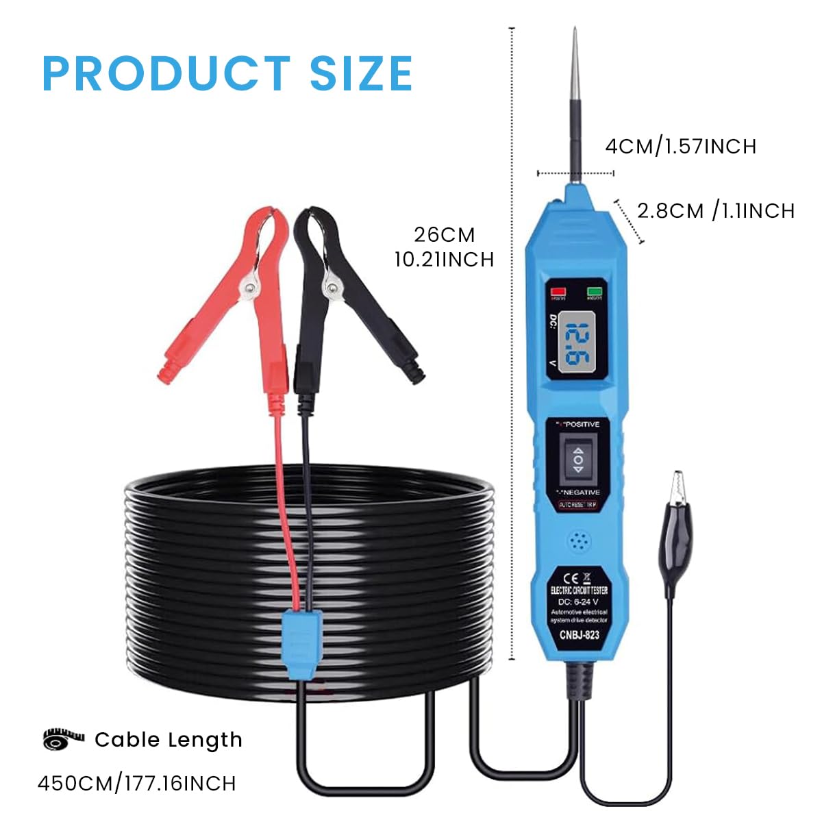 Serplex® Multifunctional Car Circuit Tester with LED, 3.5-36V AC/DC Car Power Tester with Buzzer, Electrical Tester Digital Display Short Circuit Finder for Continuity Testing, Trailer Lights Testing