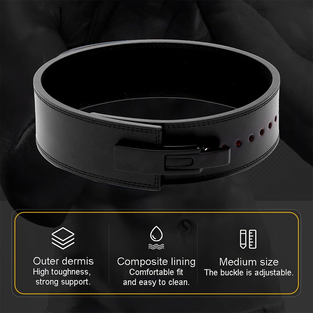 Optifit Weightlifting Belt for Gym Training featuring Metal Quick Lock 110cm Leather | Men and Women Core Support
