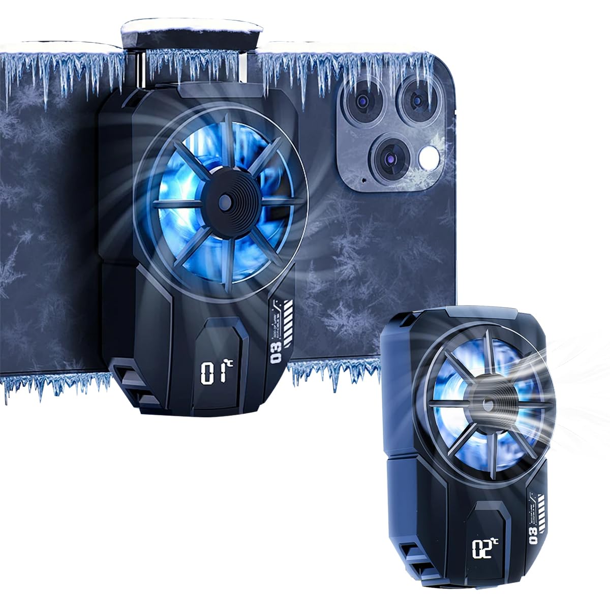 ZORBES Phone Cooler Gaming Fan, Mobile Phone Cooler Turbo Fan Phone Cooler Gaming Phone Cooling Fan with Real Time Temp Display & Adjustable Clip Phone Cooler for iOS & Android Smartphones from 4.5 to 6.7 in