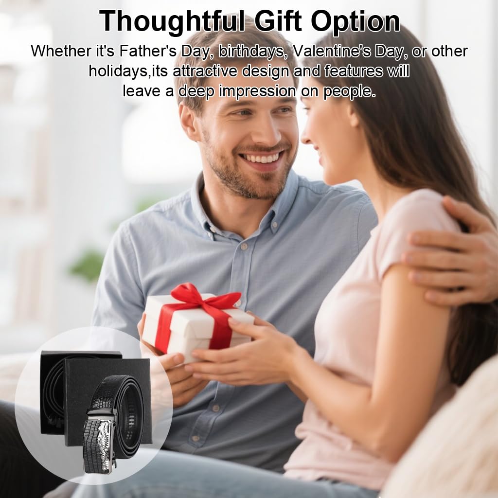 GUSTAVE Belts for Men with Auto Lock Click Buckle featuring 120cm Adjustable Fit and PU Leather Style