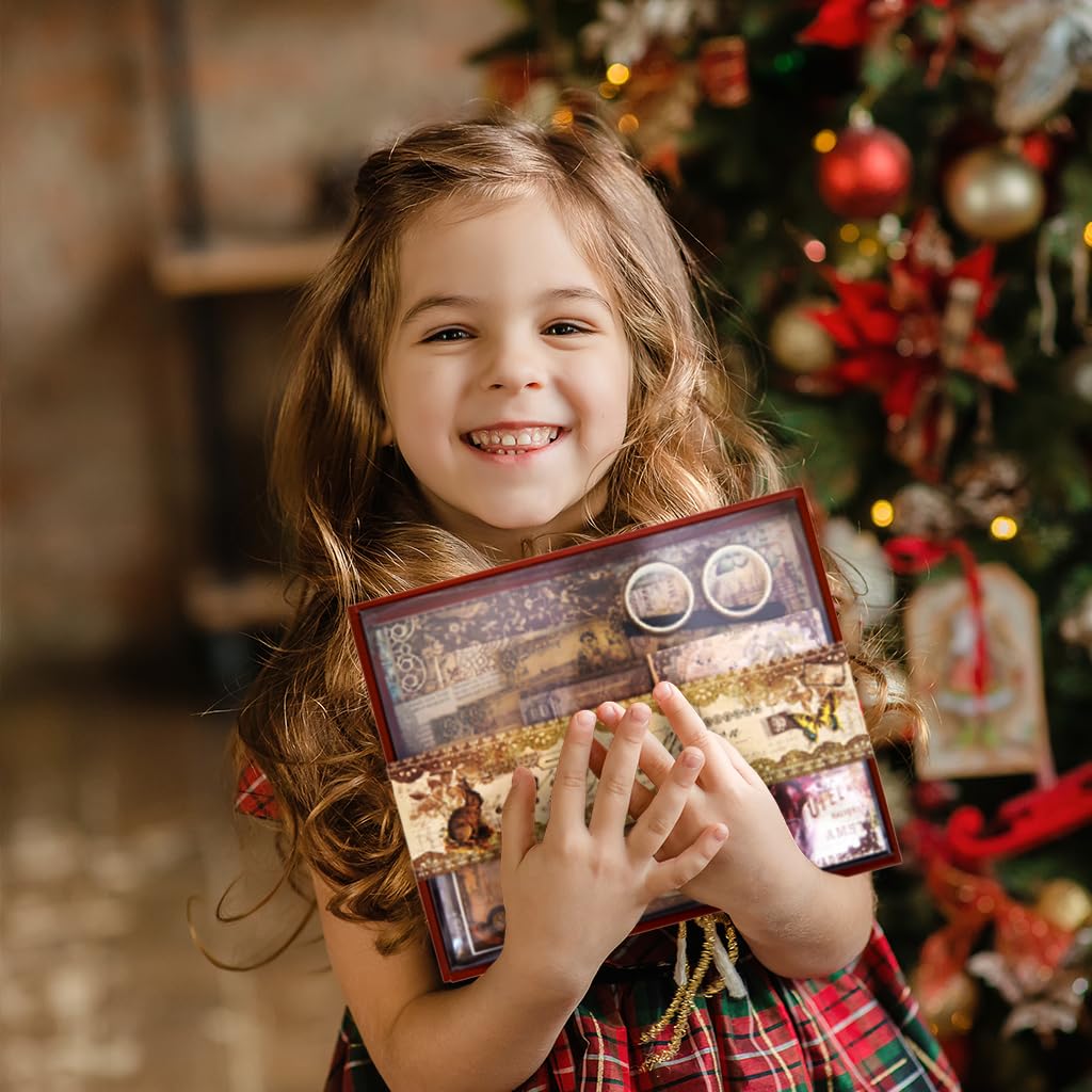 HASTHIP Vintage Journal Supplies Kit for Scrapbooking with 202 pcs A6 Notebook Set | Wisteria Flower Design