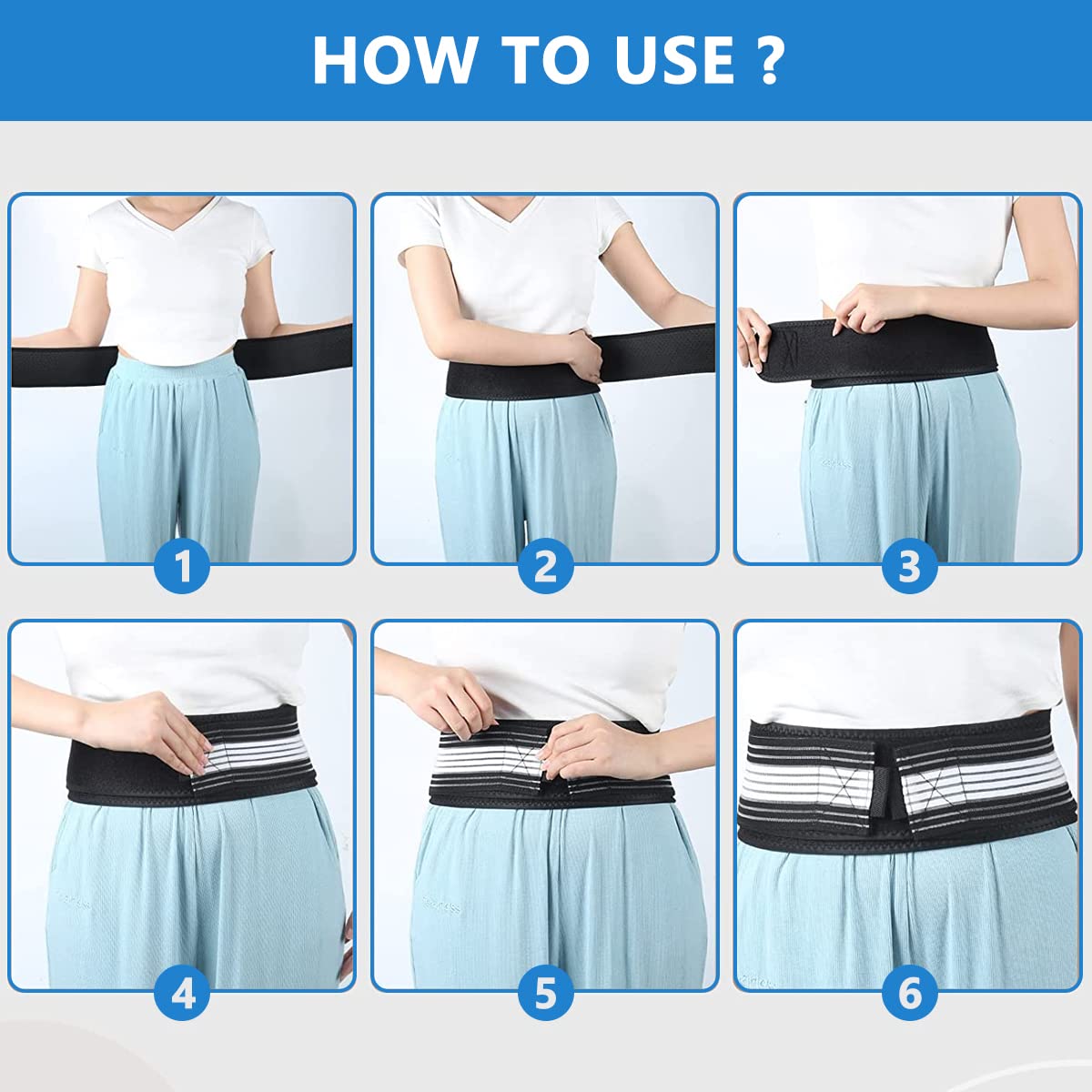 HANNEA Sacroiliac SI Joint Hip Belt for Pelvic Pain Relief with Adjustable Support | 140x9 cm 2 pcs