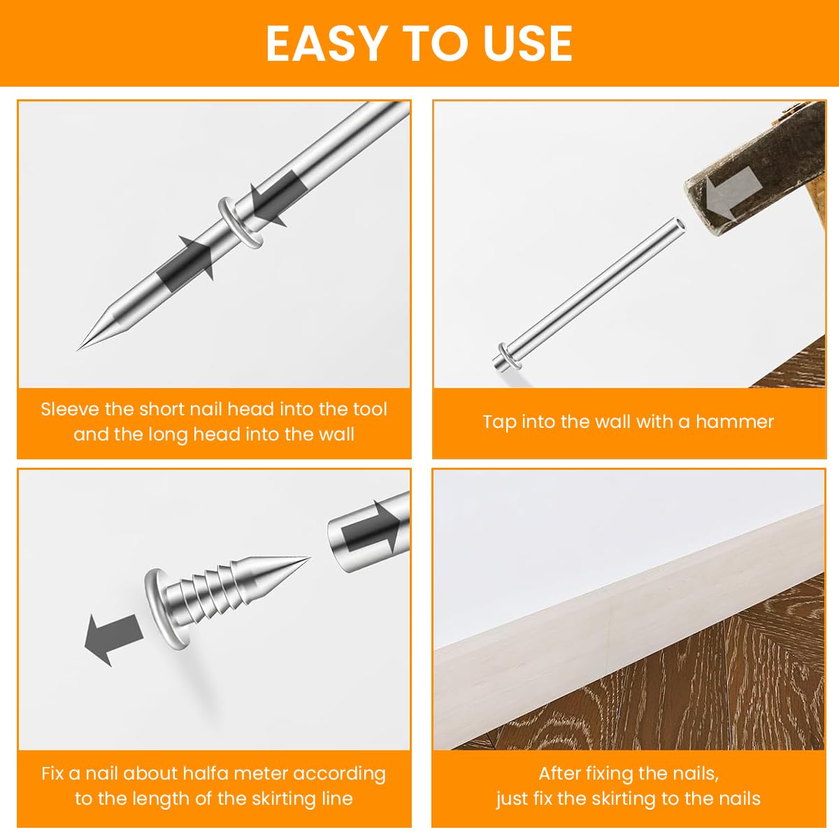 Serplex Traceless Nails for Wooden Border Installation with Double-Headed Design 200 pcs Stainless Steel | Ideal for Home Improvement