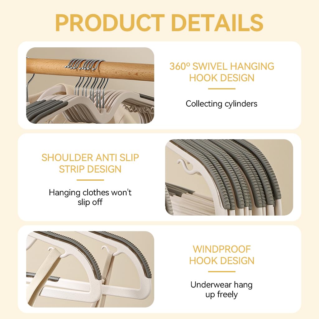 HASTHIP Plastic Hangers 10 Pack for Dry and Wet Clothes with 360º Swivel Hooks | 16.5 in Adult Size