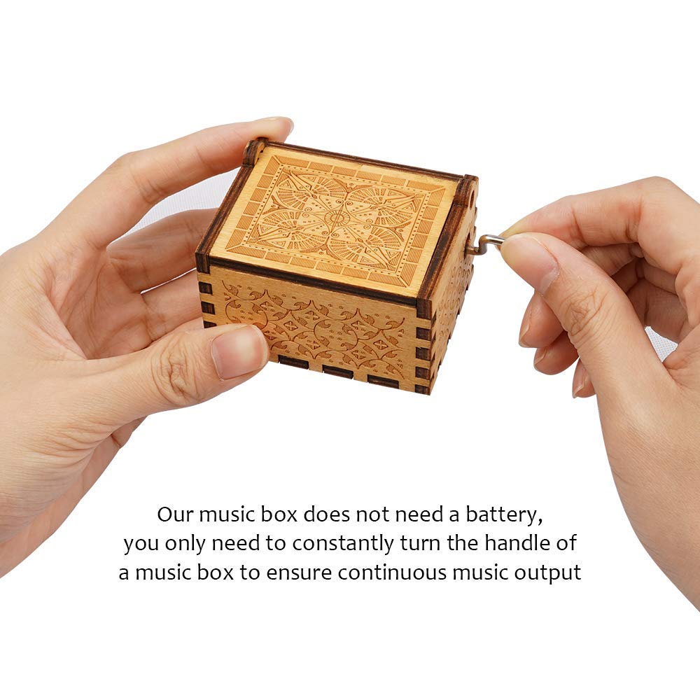 PATPAT Kid You Are My Sunshine Wood Music Box with Hand Crank Engraving for Mother’s Day Gift