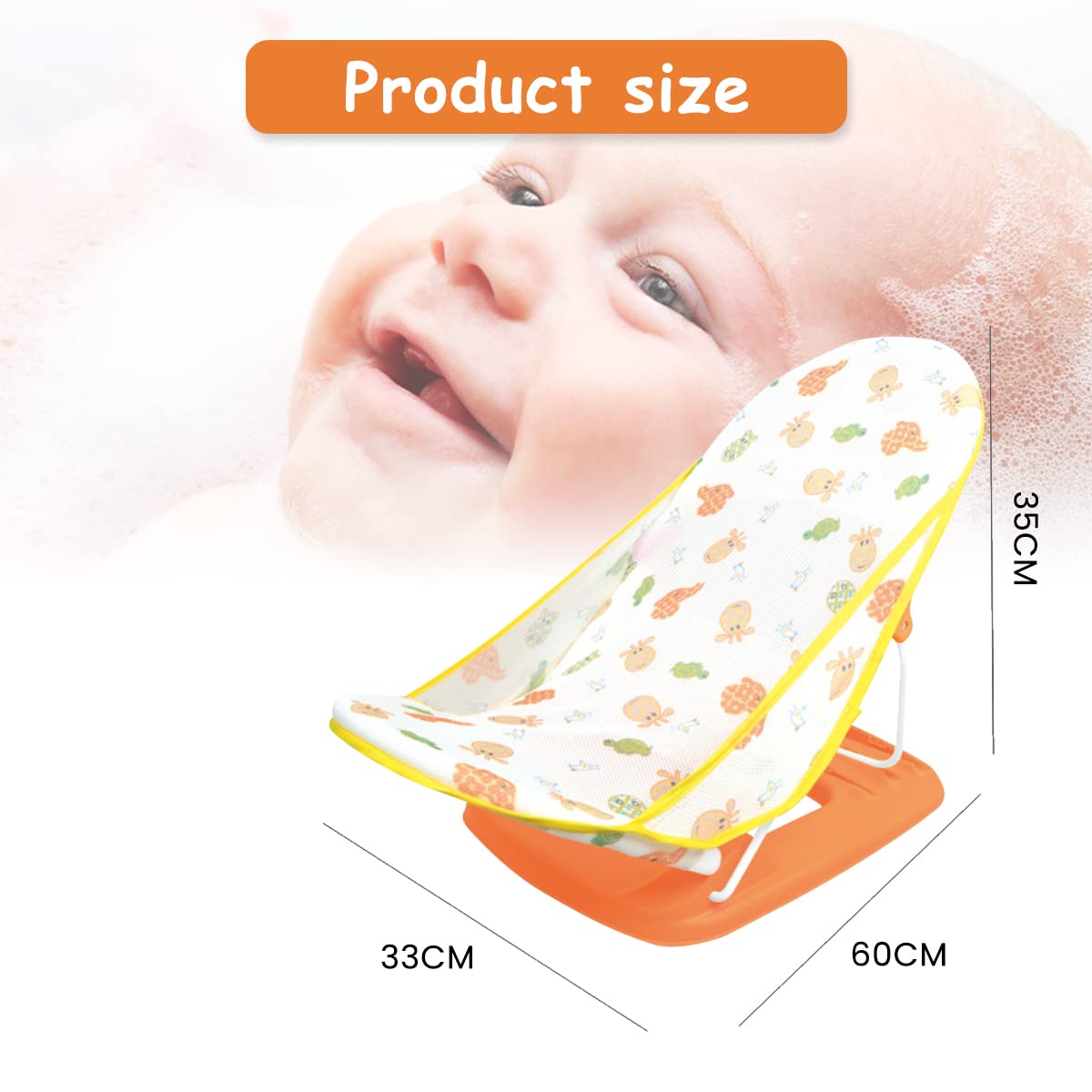 SNOWIE SOFT Baby Bath Chair for 0–2 Years with 3 Recline Heights and Soft Mesh Seat | Foldable Adjustable Bather