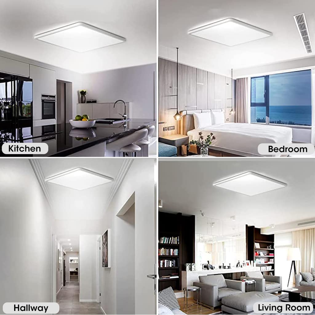 ELEPHANTBOAT LED Ceiling Light for Home and Office with 30×30cm Square Design | 24W 6500K Cool White ABS Fixture