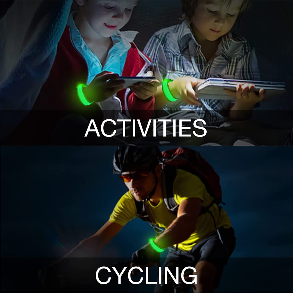 PATPAT Glow in the Dark Bracelet for Party and Night Running with LED Light 2PCS 35cm Green