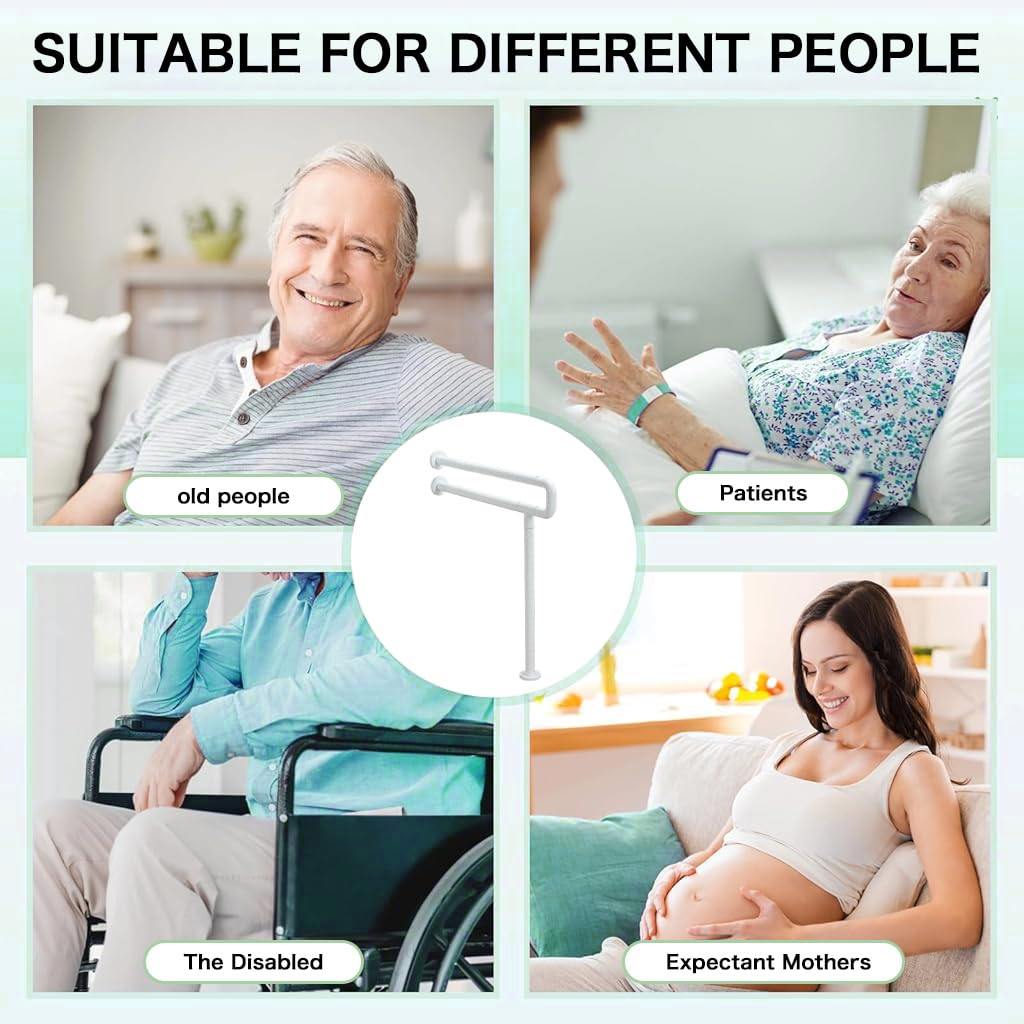 HANNEA Safety Grab Bar for Toilet with 268lbs Capacity and Foldable Screw-Fixed Design | Adjustable Aluminum Alloy Handrail for Elders