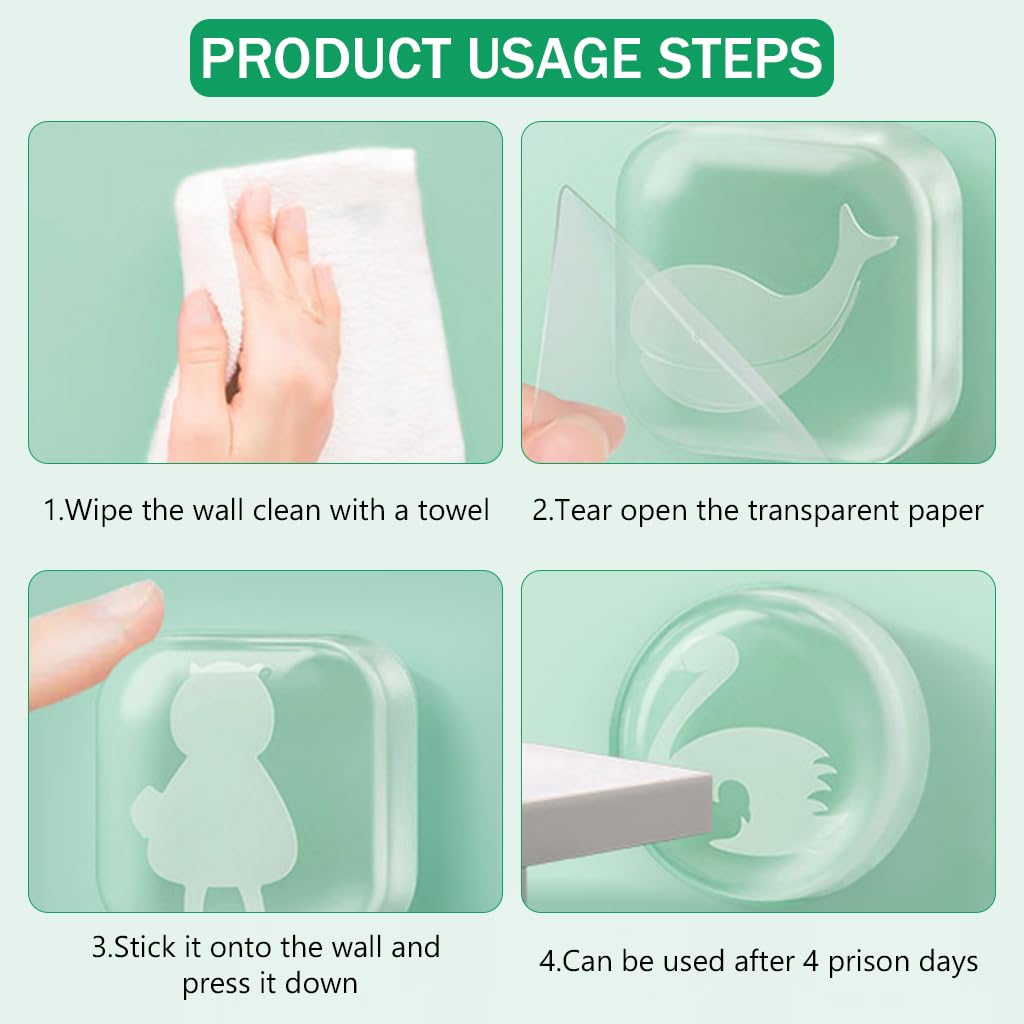 HASTHIP 6pcs Door Knob Bumpers Cartoon Transparent Self Adhesive Door Stopper Rubber Pads Wall Protector Door Knob Wall Shield Rubber Buffer Crash Pads Door Stoppers, 4x4cm