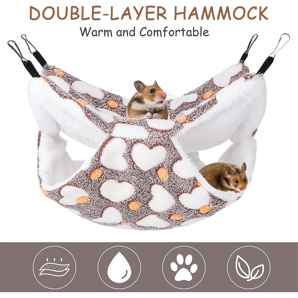 Qpets Winter Hammock Bed for Small Animals featuring Four Hooks and 34x34 cm Plush Design