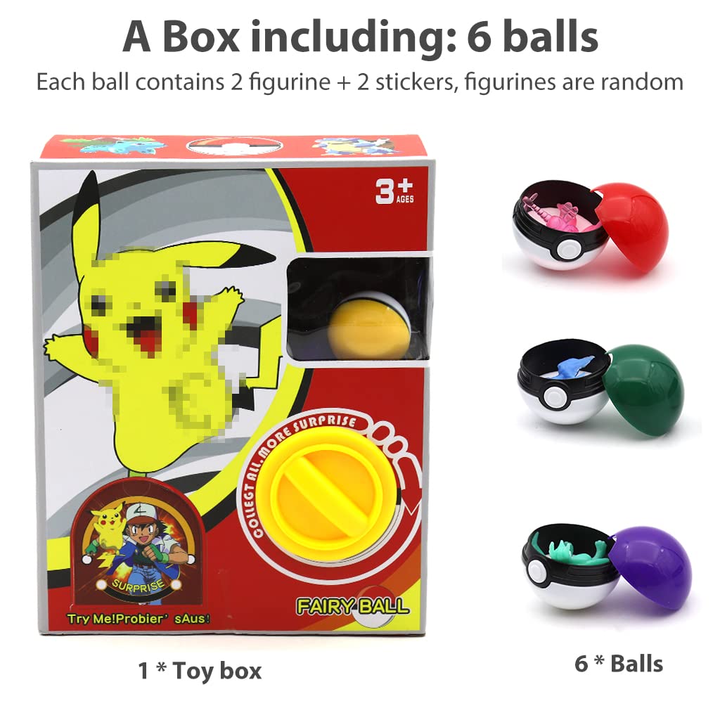 PATPAT Pokémon Capsule Toy Vending Machine for Kids with 6 Balls and 2 Figures | Party Playset