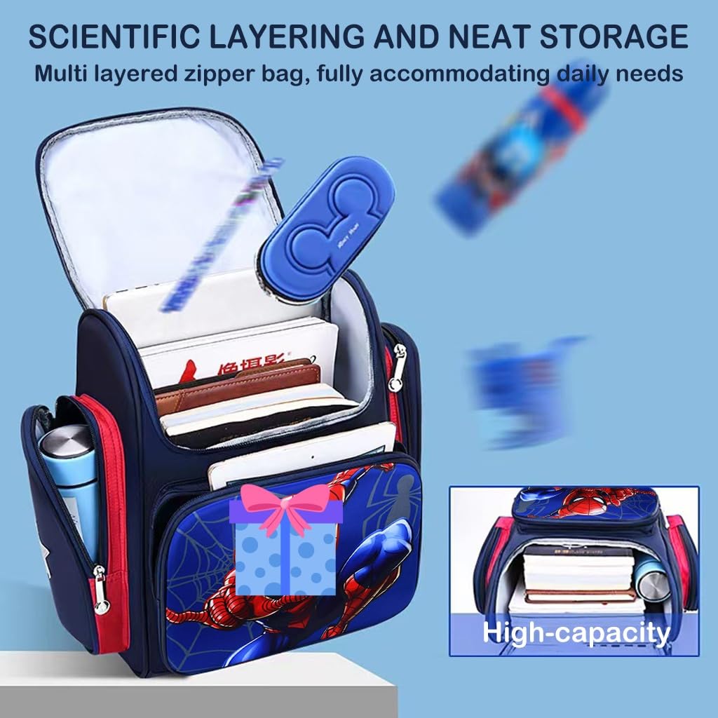 ZIBUYU School Backpack for Boys with Dual Zipper and Padded Straps 32x19x42cm | Waterproof Oxford Bag